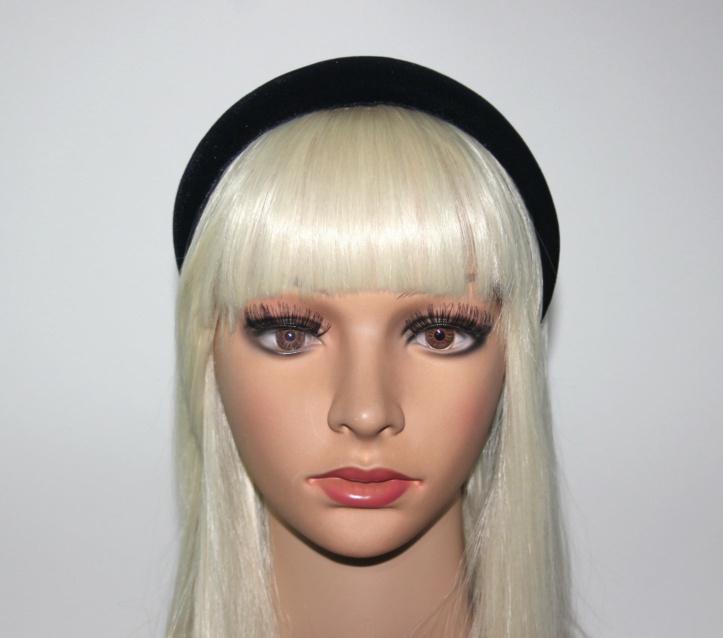 Dark Blue padded headband for women, velvet wide hairband, plastic free