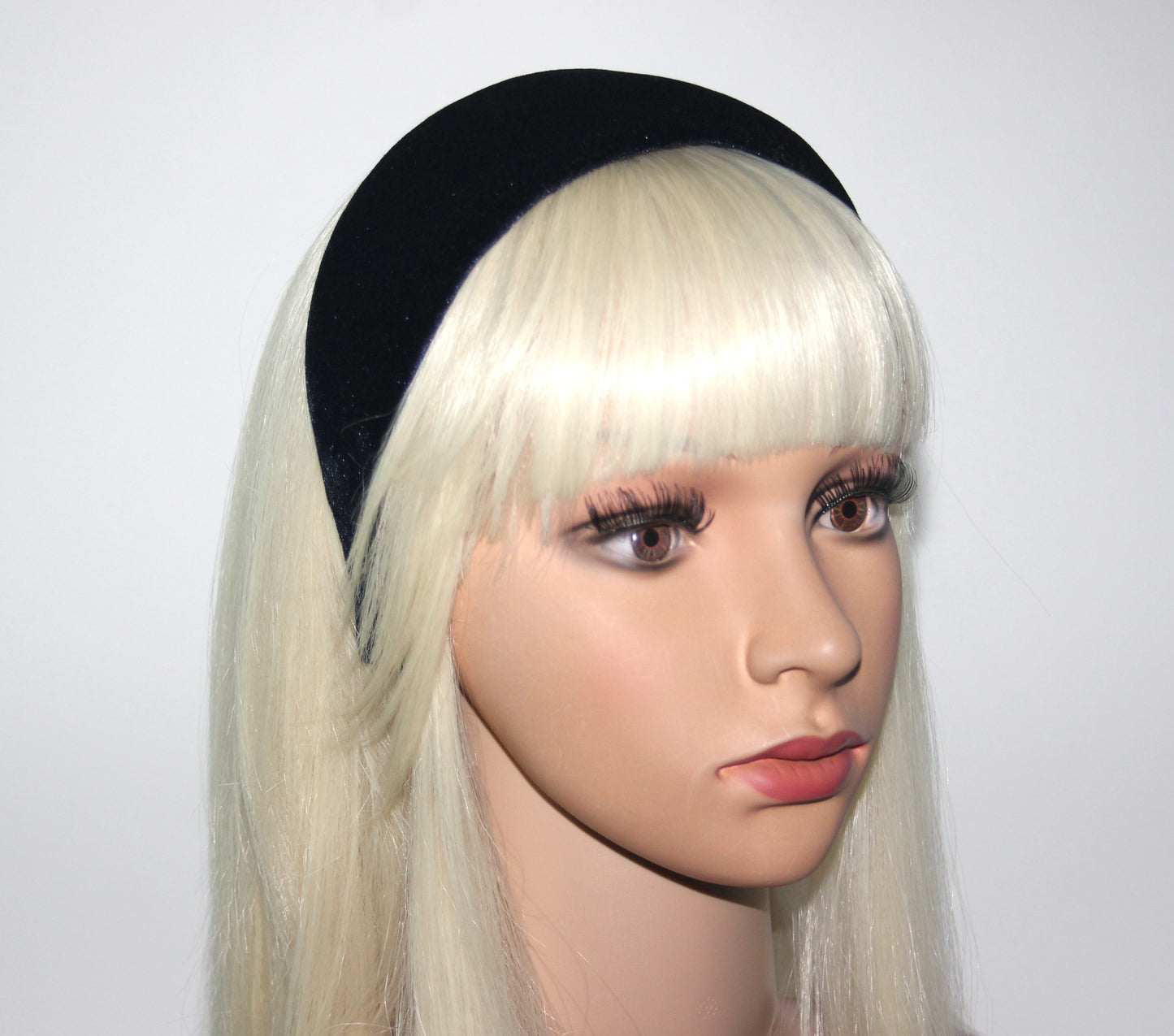 Dark Blue padded headband for women, velvet wide hairband, plastic free