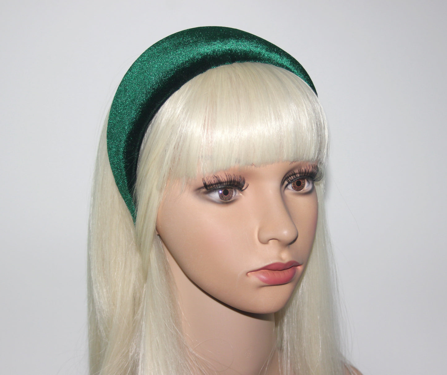 Dark Green padded headband Fluffy velvet hairband, plastic free