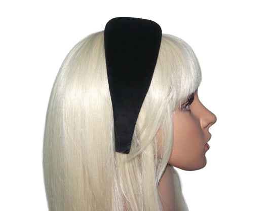 Cotton velvet puffy hairband, Black padded headband, plastic free