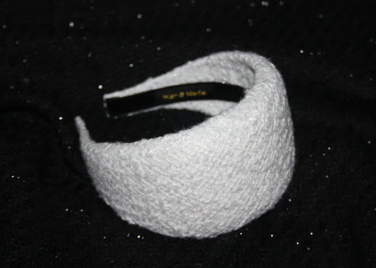 White padded headband for women, Wedding tweed fashion head cover, plastic free