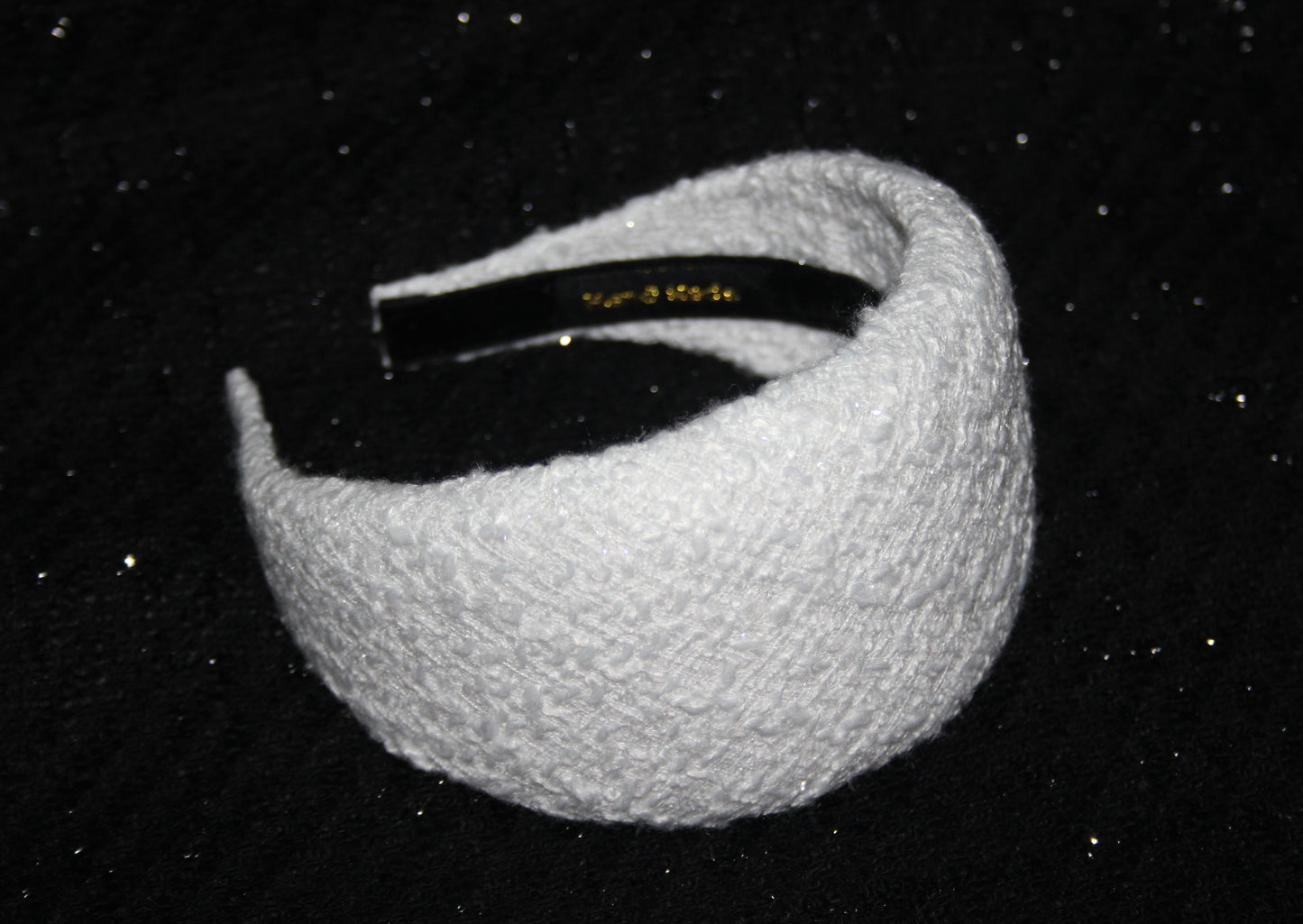 White padded headband for women, Wedding tweed fashion head cover, plastic free