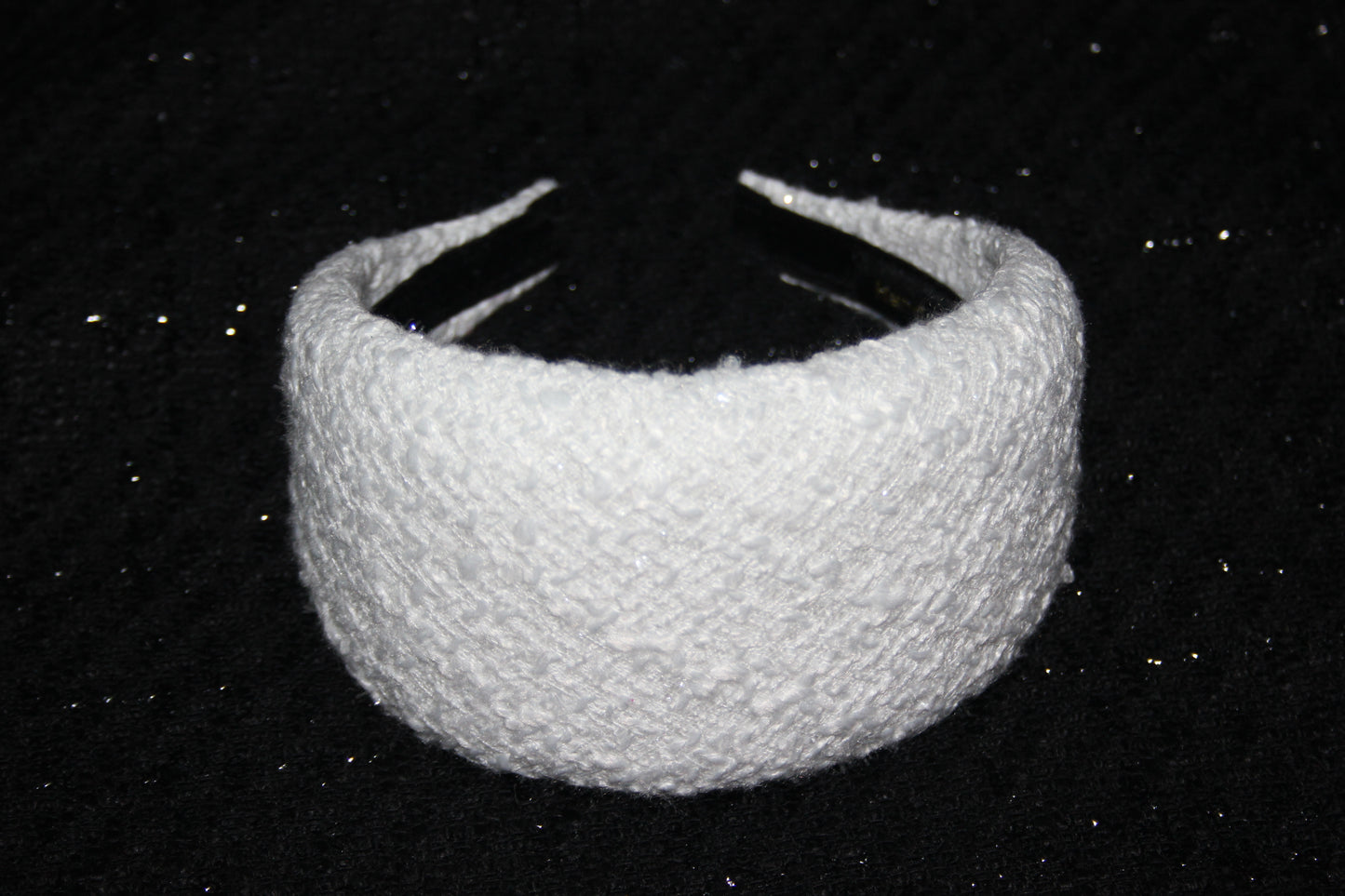 White padded headband for women, Wedding tweed fashion head cover, plastic free