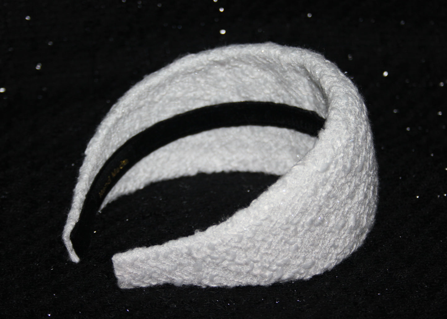 White padded headband for women, Wedding tweed fashion head cover, plastic free