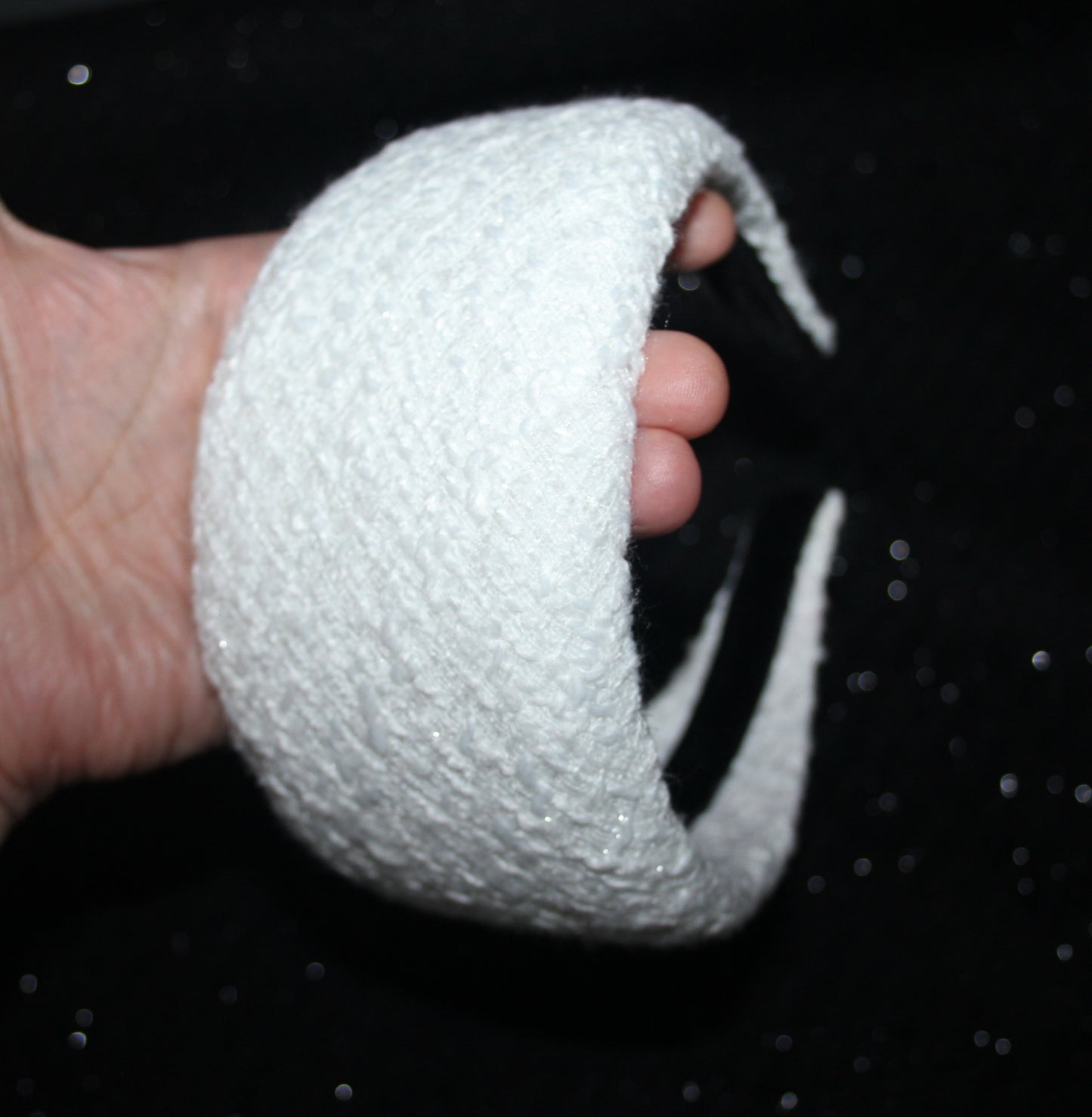 White padded headband for women, Wedding tweed fashion head cover, plastic free
