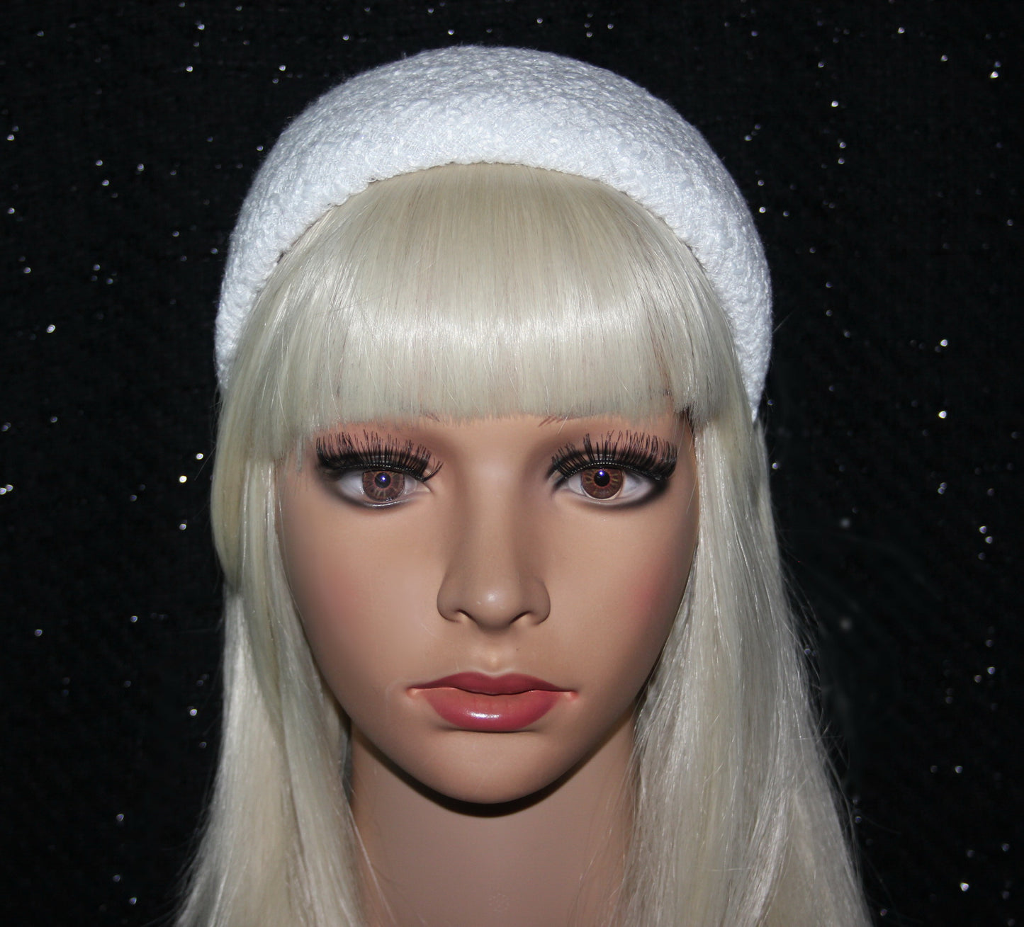 White padded headband for women, Wedding tweed fashion head cover, plastic free