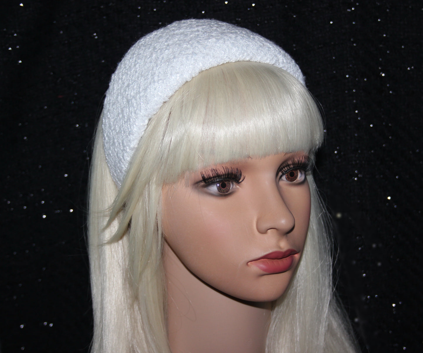 White padded headband for women, Wedding tweed fashion head cover, plastic free
