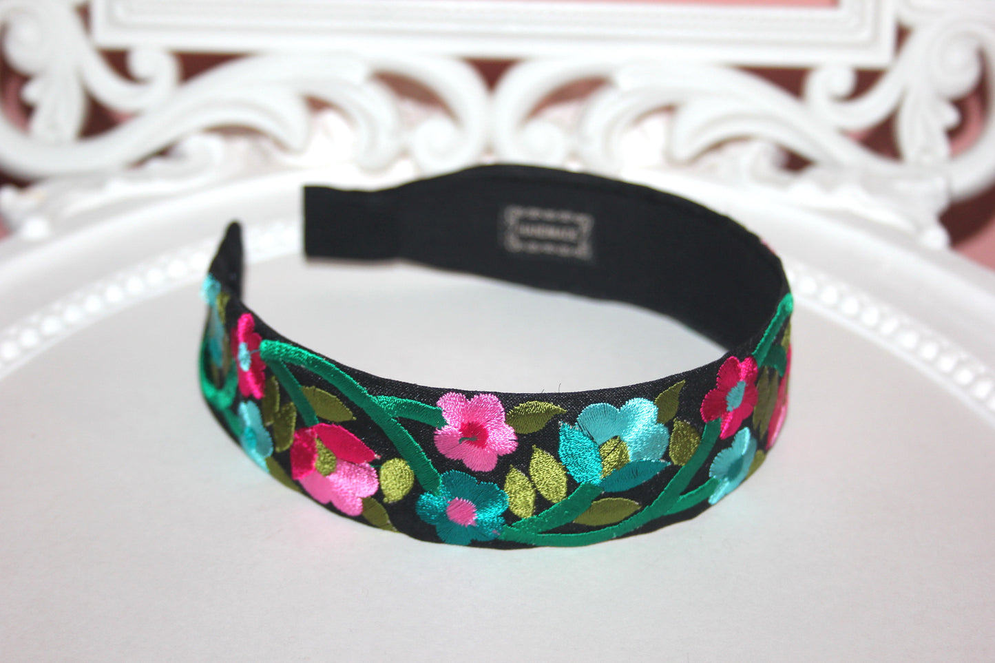 Narrow headband scarf 1.4"inch Boho colorful embroidered hairband for women Luxury headpiece
