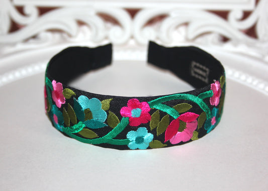 Narrow headband scarf 1.4"inch Boho colorful embroidered hairband for women Luxury headpiece