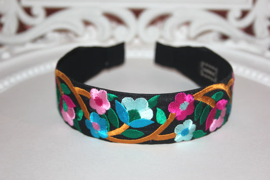 Narrow black headband scarf 1.4''inch Boho colorful hairband Luxury headpiece