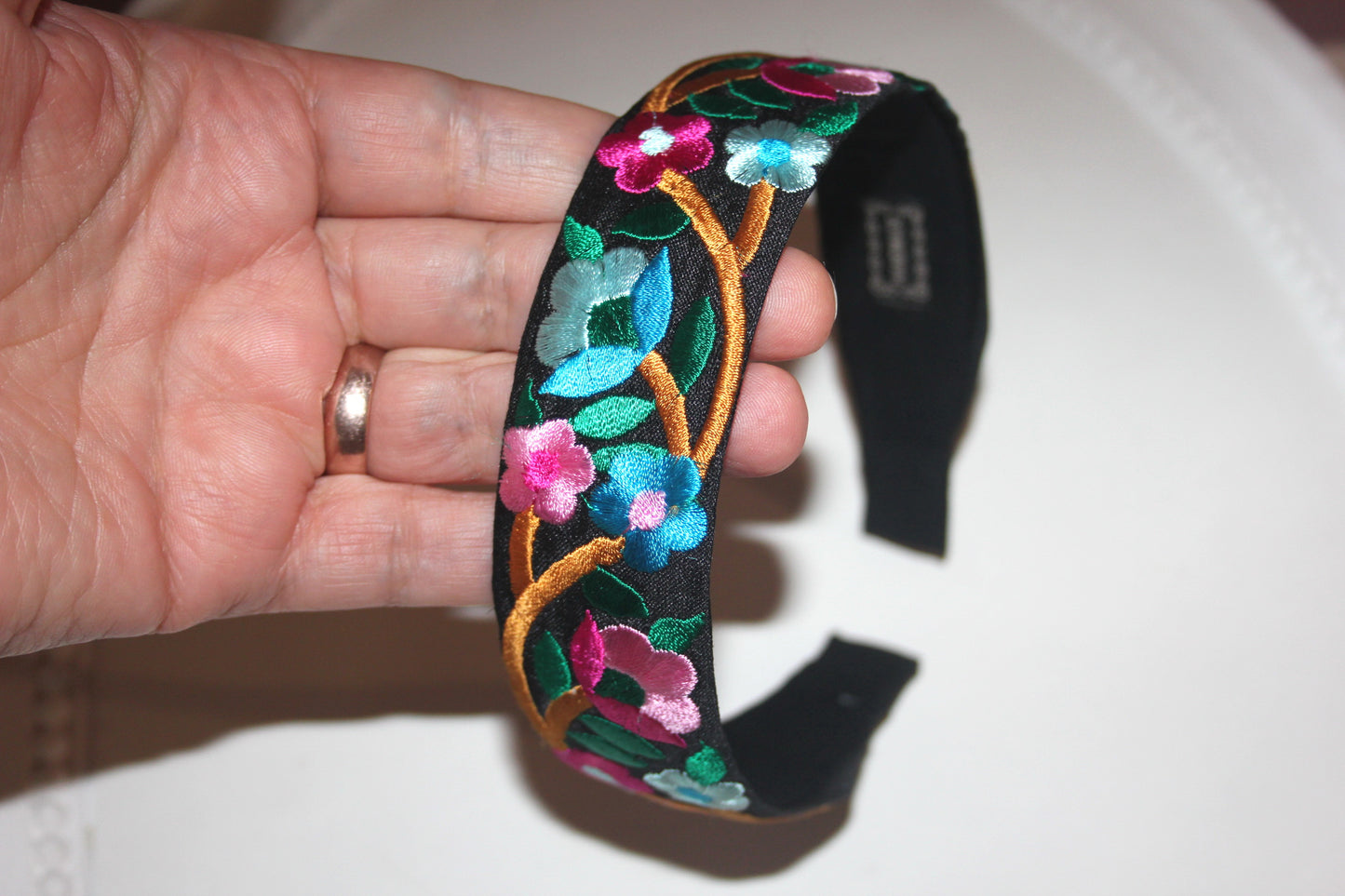 Narrow black headband scarf 1.4''inch Boho colorful hairband Luxury headpiece