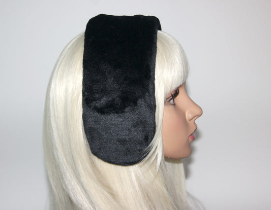 Thin ear headband Black faux fur ear muff women Headband turban Skiing & Running earmuff Warm head accessory