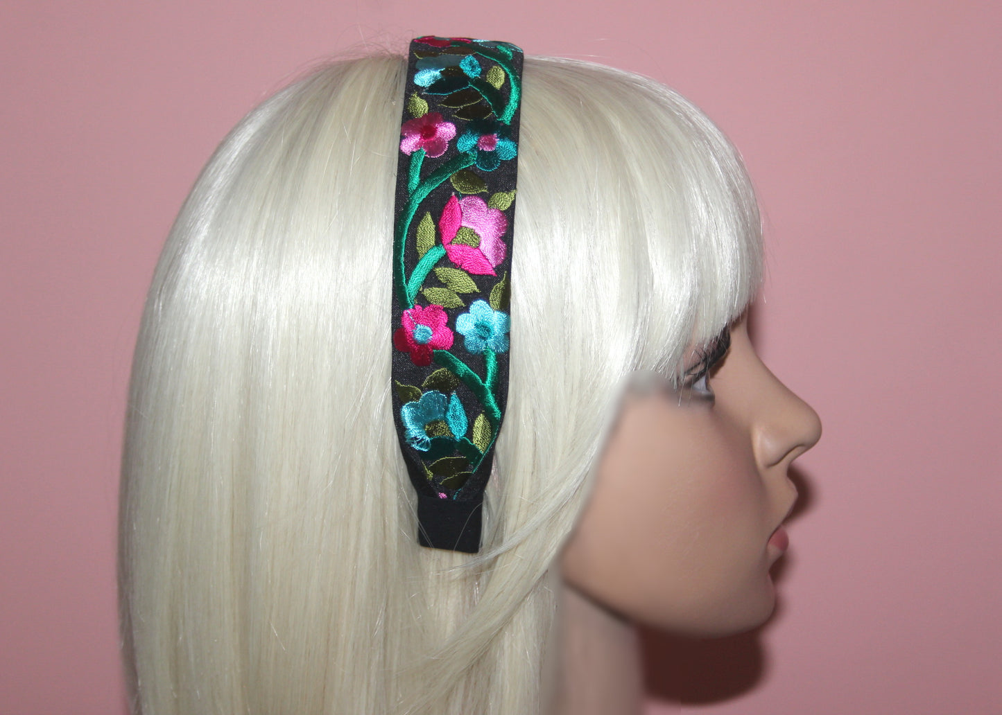 Narrow headband scarf 1.4"inch Boho colorful embroidered hairband for women Luxury headpiece
