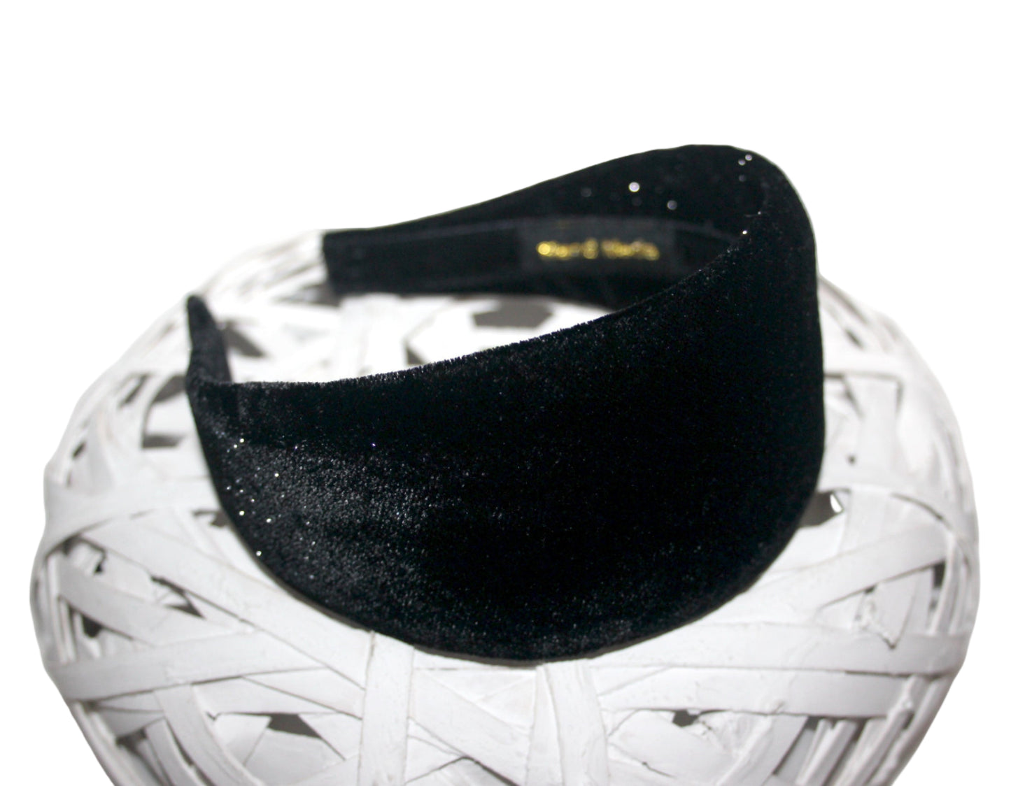 Black stardust velvet headband for women, plastic free