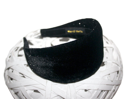 Black stardust velvet headband for women, plastic free