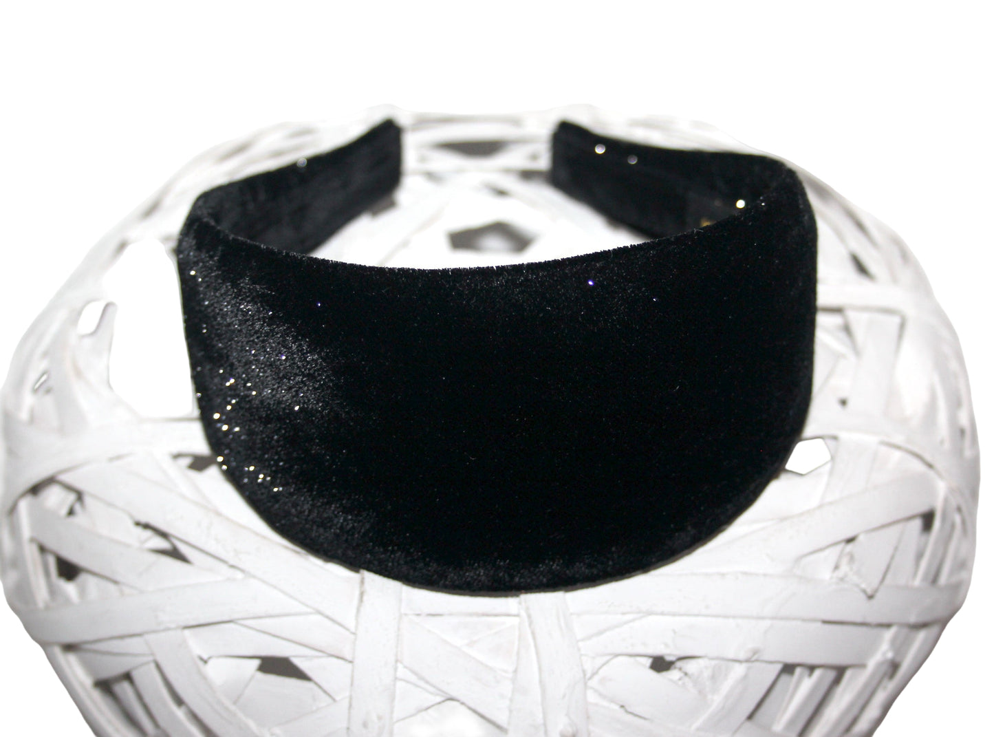 Black stardust velvet headband for women, plastic free