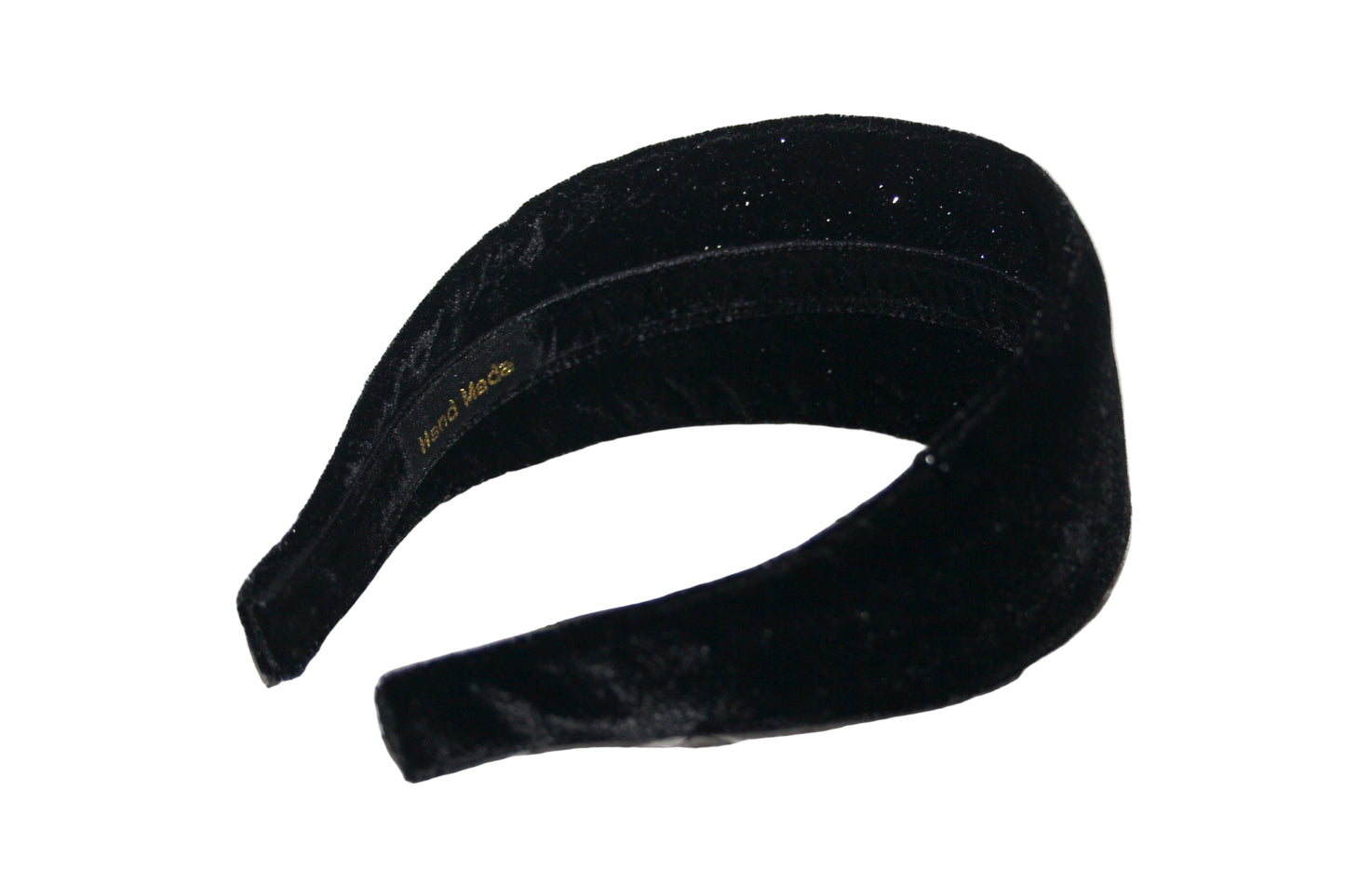Black stardust velvet headband for women, plastic free