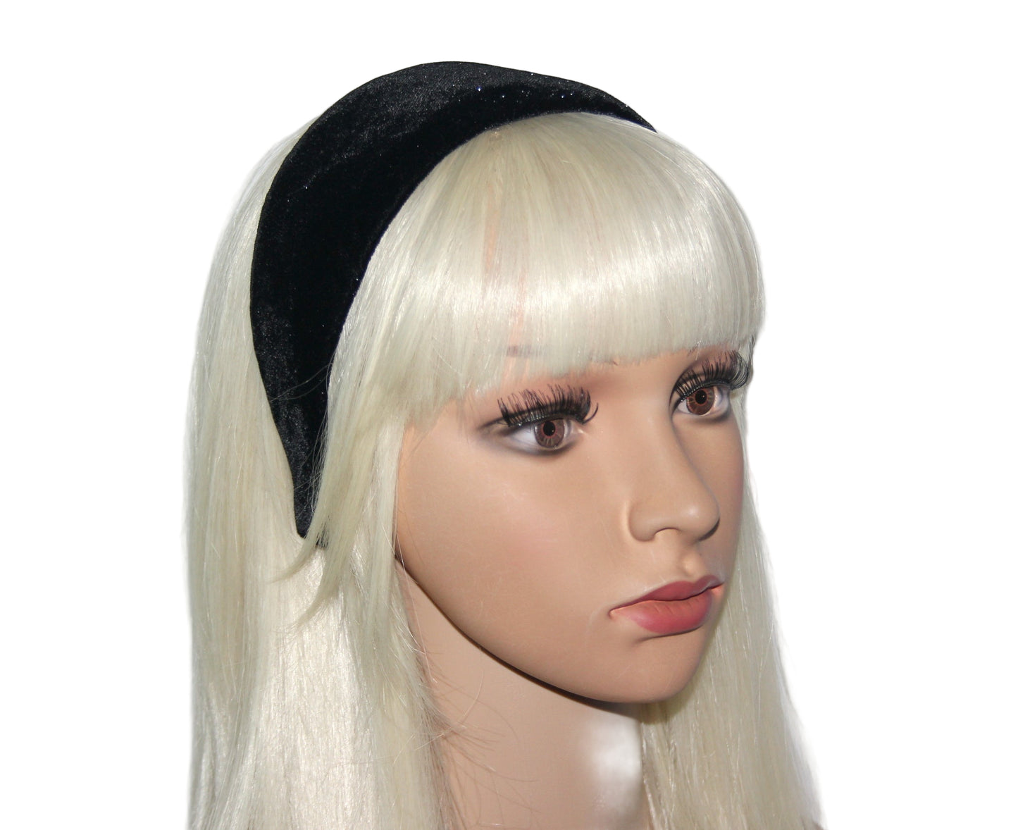 Black stardust velvet headband for women, plastic free