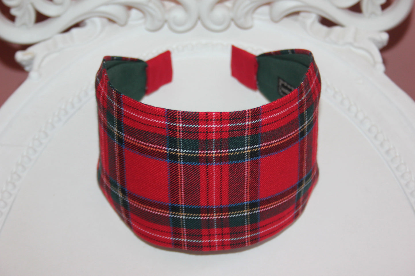 Tartan headband for women Red & Green Christmas headcover