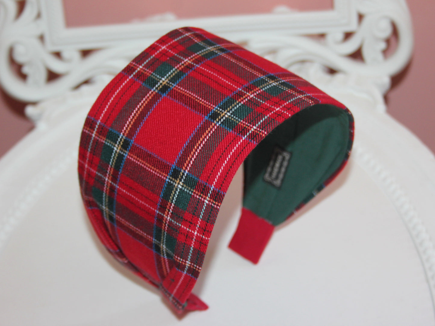Tartan headband for women Red & Green Christmas headcover