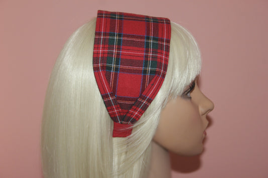 Tartan headband for women Red & Green Christmas headcover