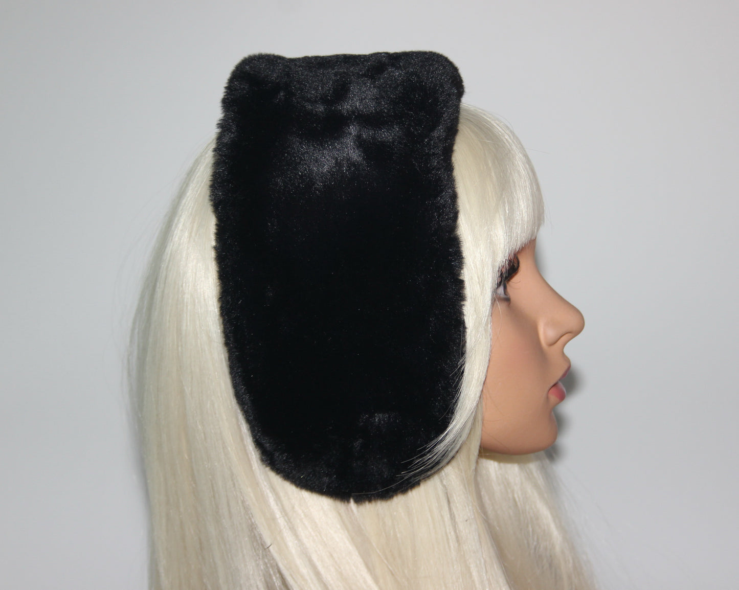 Black earmuffs Rabbit faux fur headband turban Skiing headphones