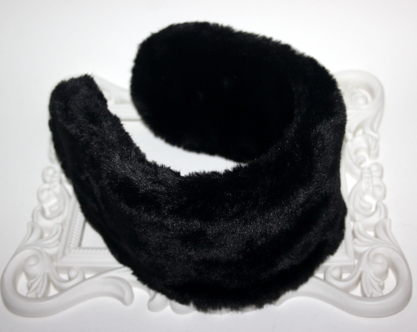 Black earmuffs Rabbit faux fur headband turban Skiing headphones