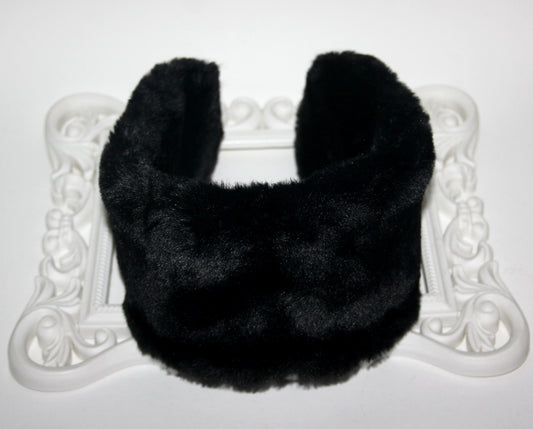 Black earmuffs Rabbit faux fur headband turban Skiing headphones