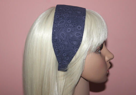 Dark Blue headband for women Paisley print cotton bandana