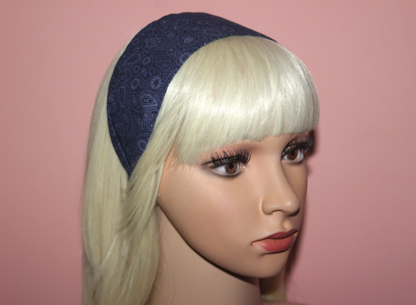 Dark Blue headband for women Paisley print cotton bandana