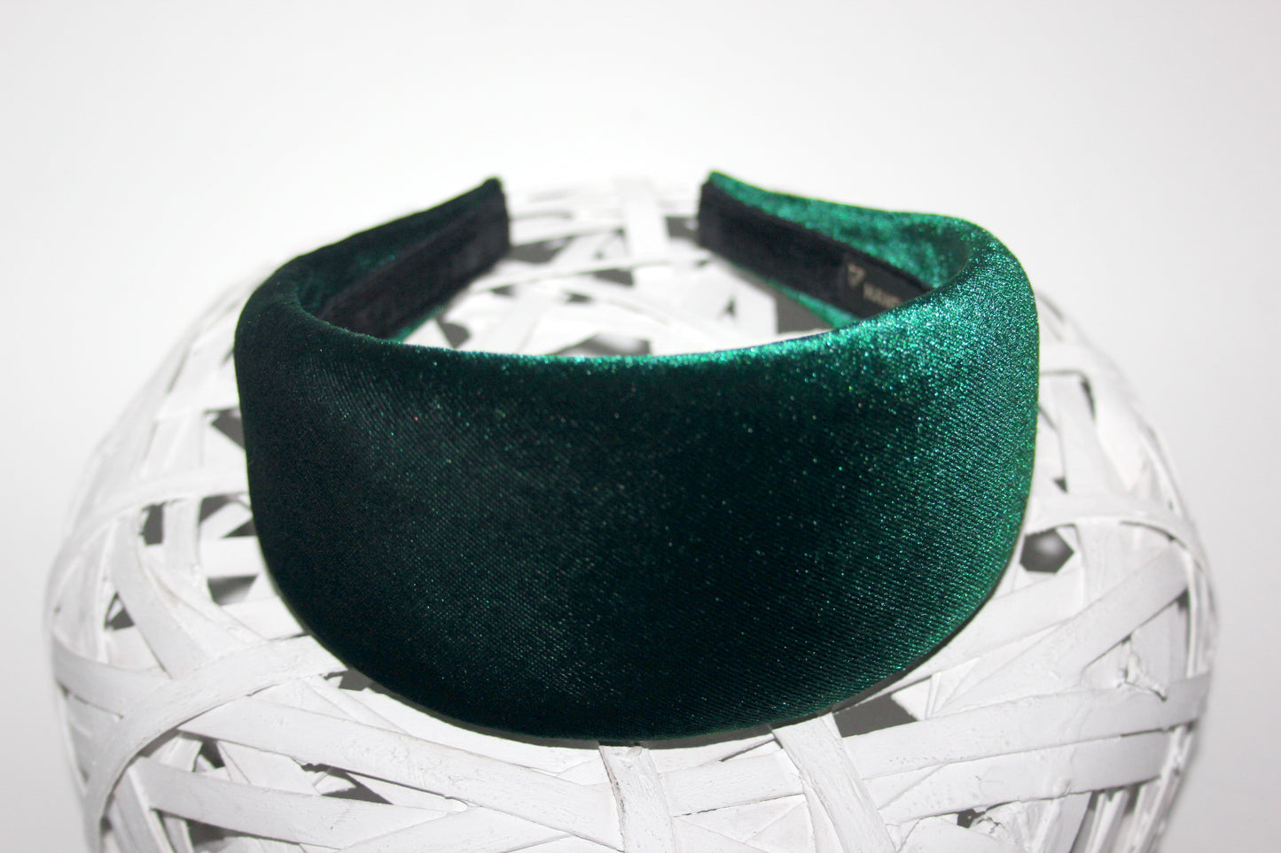 Dark Green padded headband Fluffy velvet hairband, plastic free