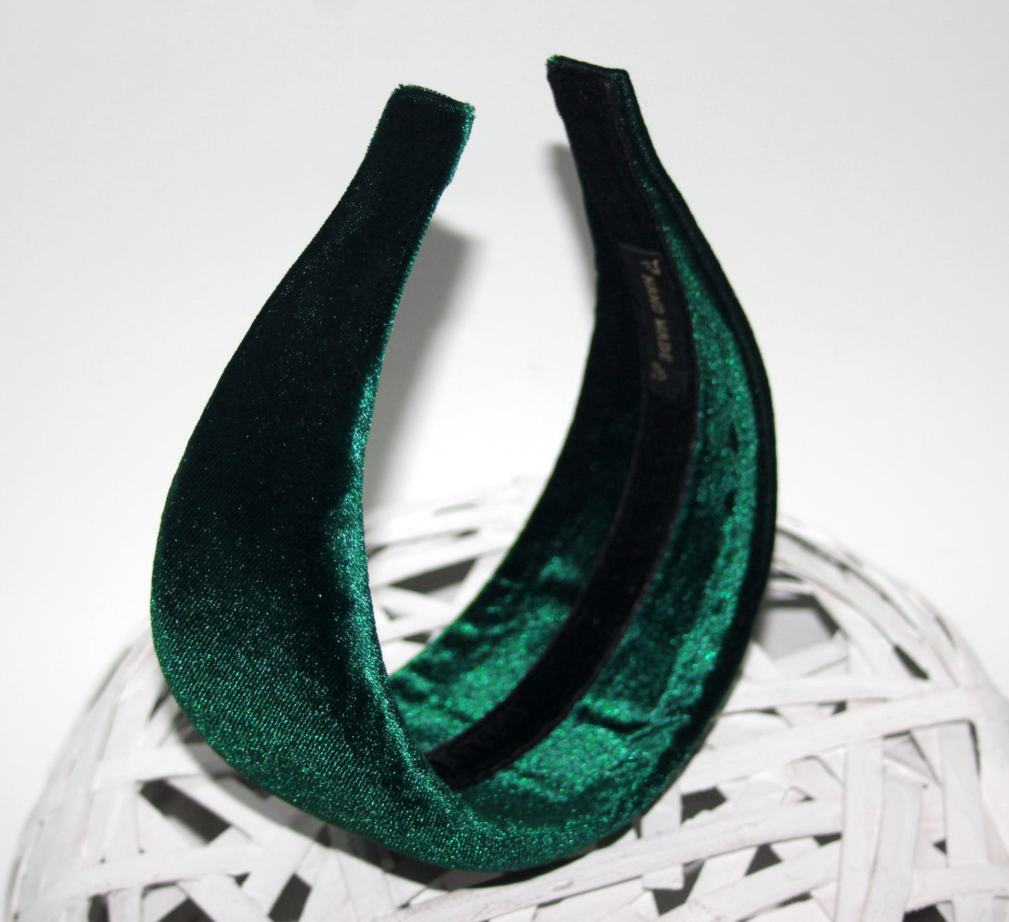 Dark Green padded headband Fluffy velvet hairband, plastic free