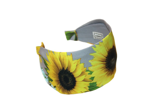 Sunflower head covering gray&yellow women hairband scarf
