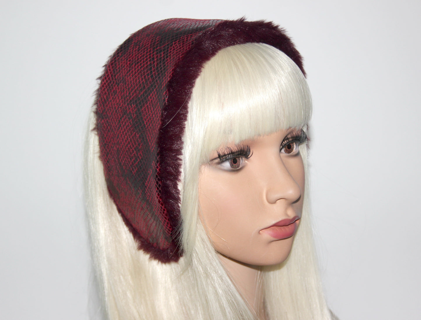 Luxury Dark Red Snake print warm earmuffs Stylish and warm ear cover