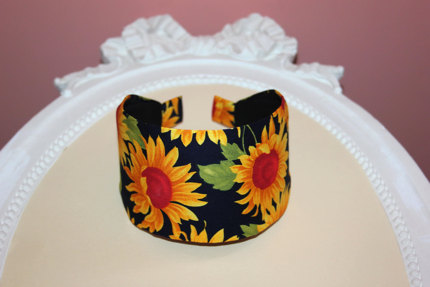 Sunflower headband for women Extra wide fabric hairband bandana cotton print hair band, more colors available