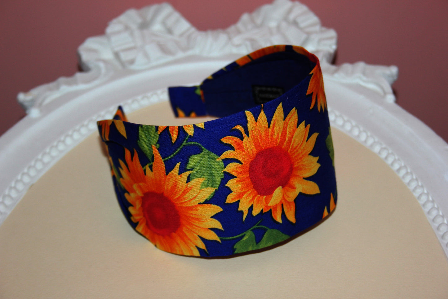 Sunflower headband for women Extra wide fabric hairband bandana cotton print hair band, more colors available
