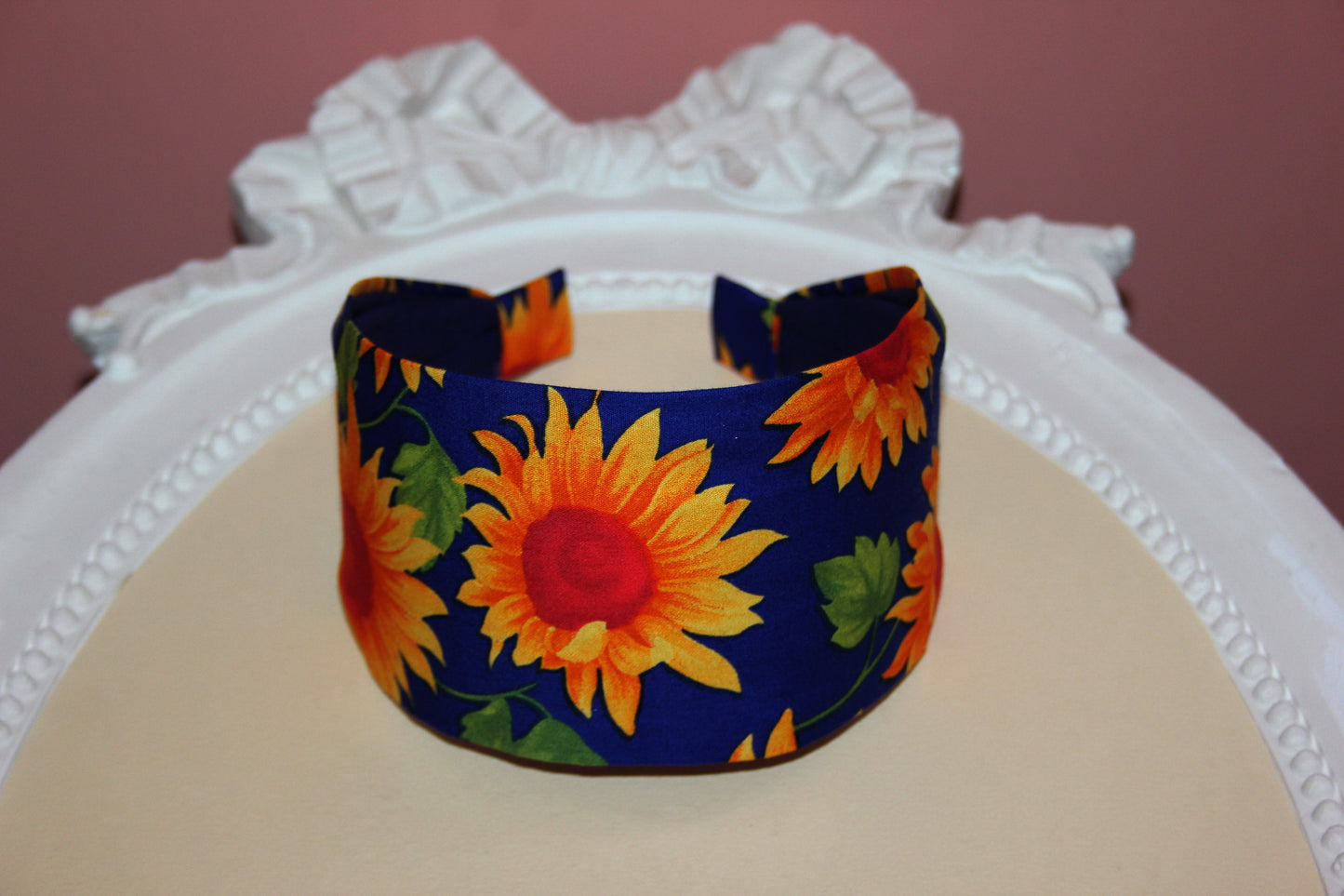 Sunflower headband for women Extra wide fabric hairband bandana cotton print hair band, more colors available