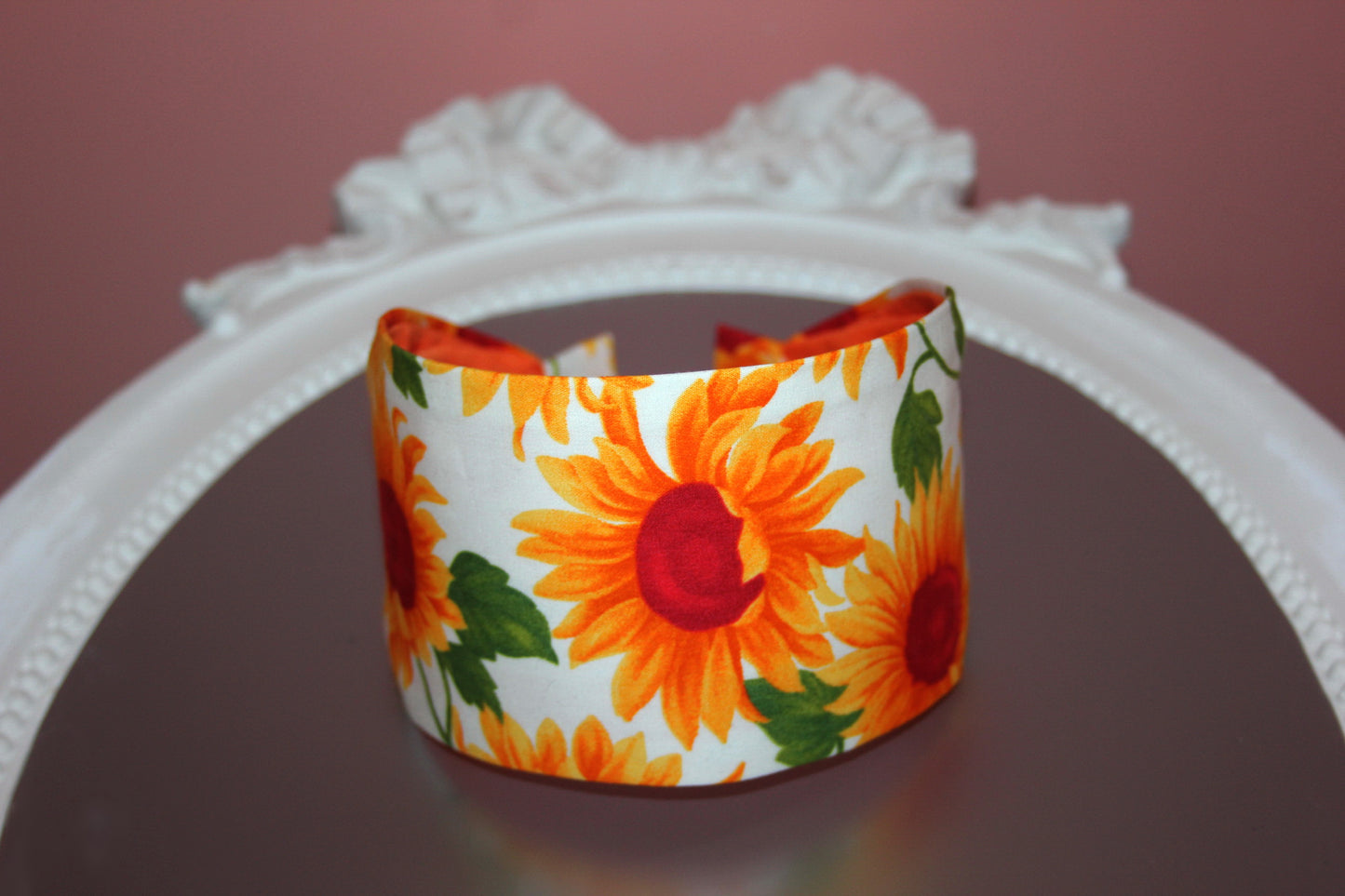 Sunflower headband for women Extra wide fabric hairband bandana cotton print hair band, more colors available