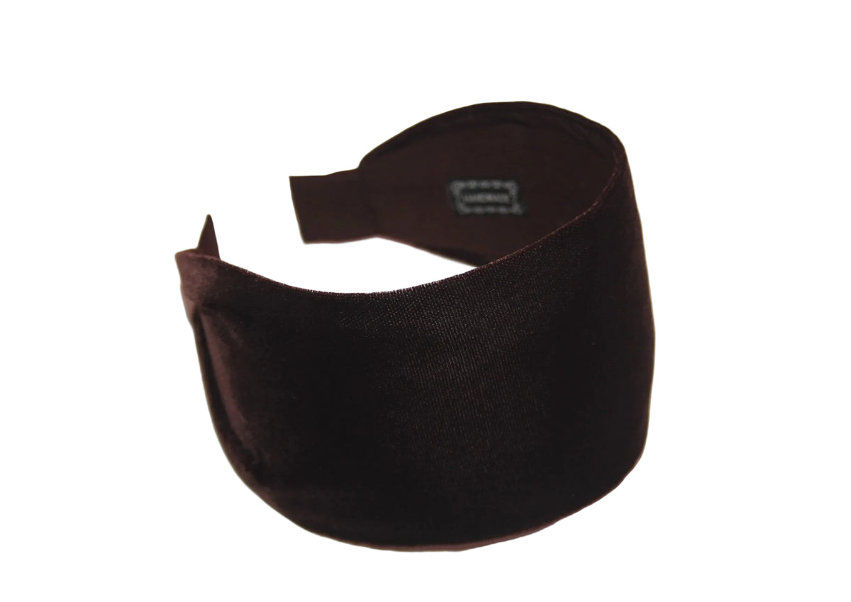 Dark Brown silk velvet flat headband