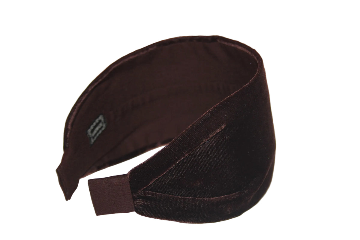 Dark Brown silk velvet flat headband