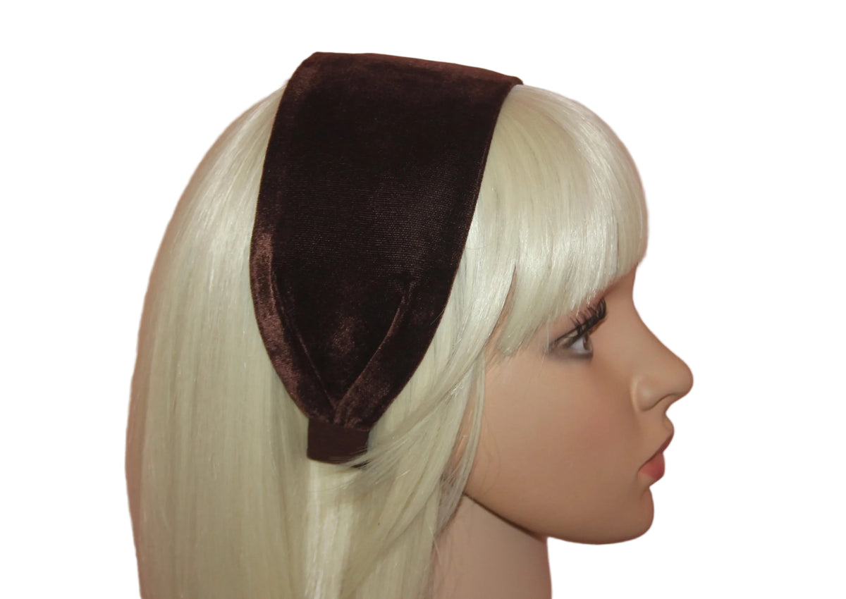 Dark Brown silk velvet flat headband