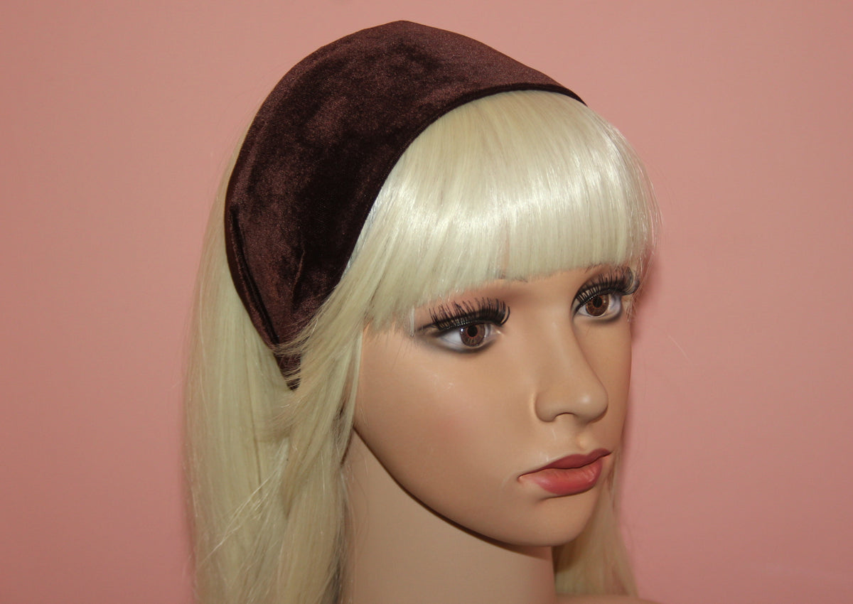 Dark Brown silk velvet flat headband