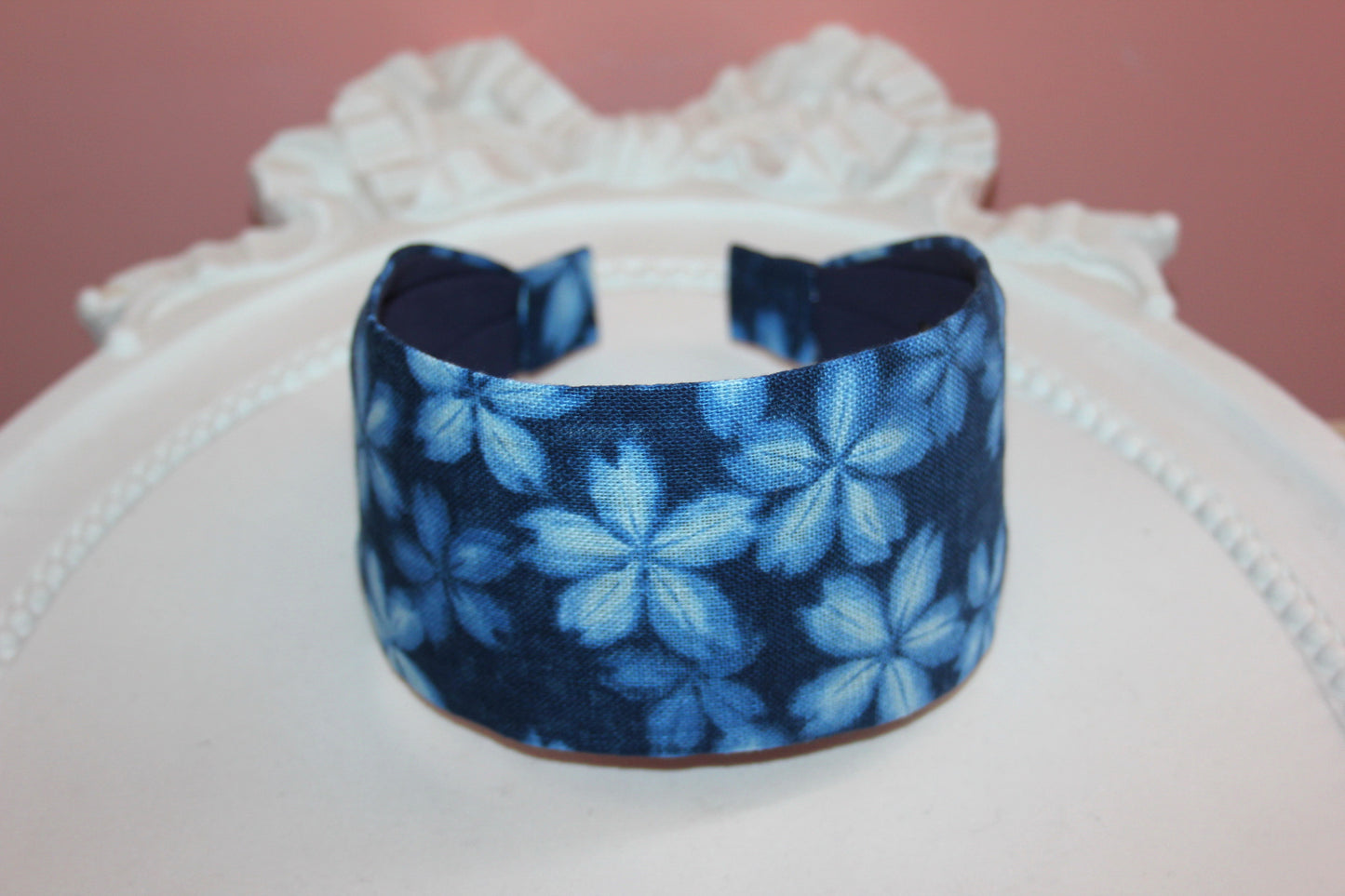 Indigo headband for women Cherry blossom