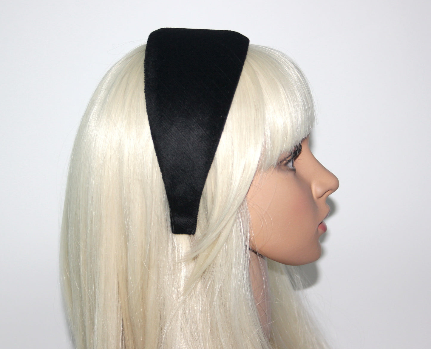 Black Velvet Italian Corduroy Headband - Soft Cotton Velvet Head Cover, plastic free