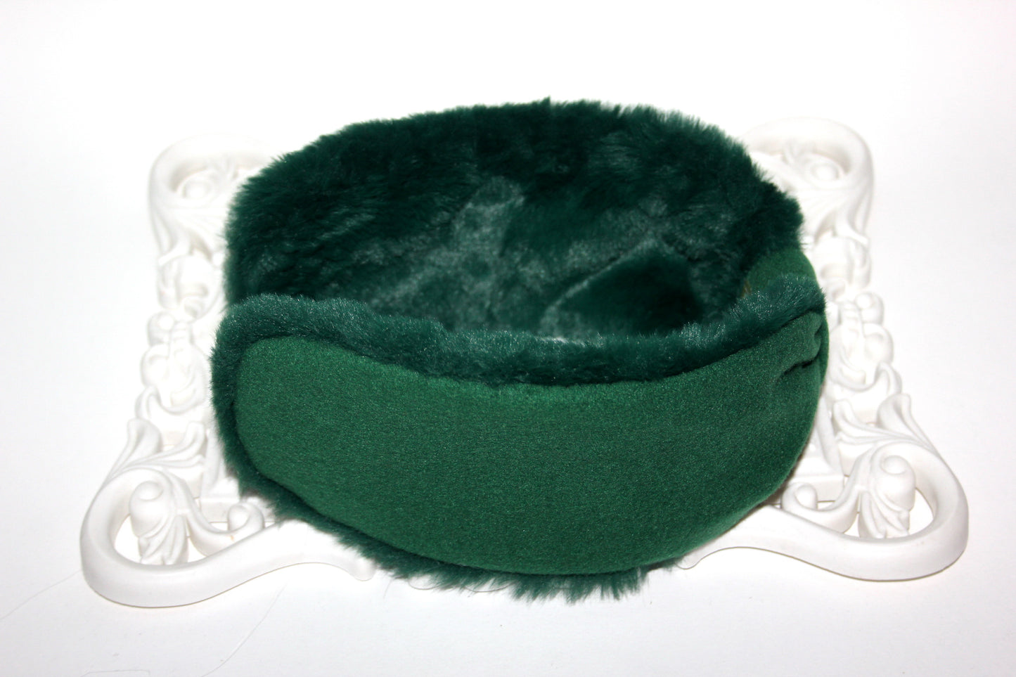 Green earmuff for women Faux fur &Wool ear warmer comfy skiing earmuffs