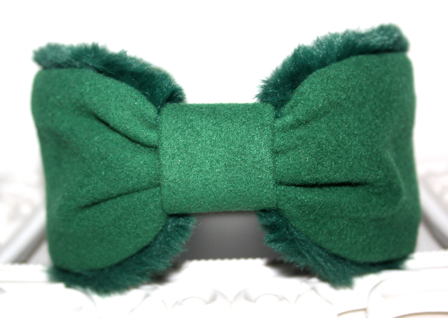 Green earmuff for women Faux fur &Wool ear warmer comfy skiing earmuffs