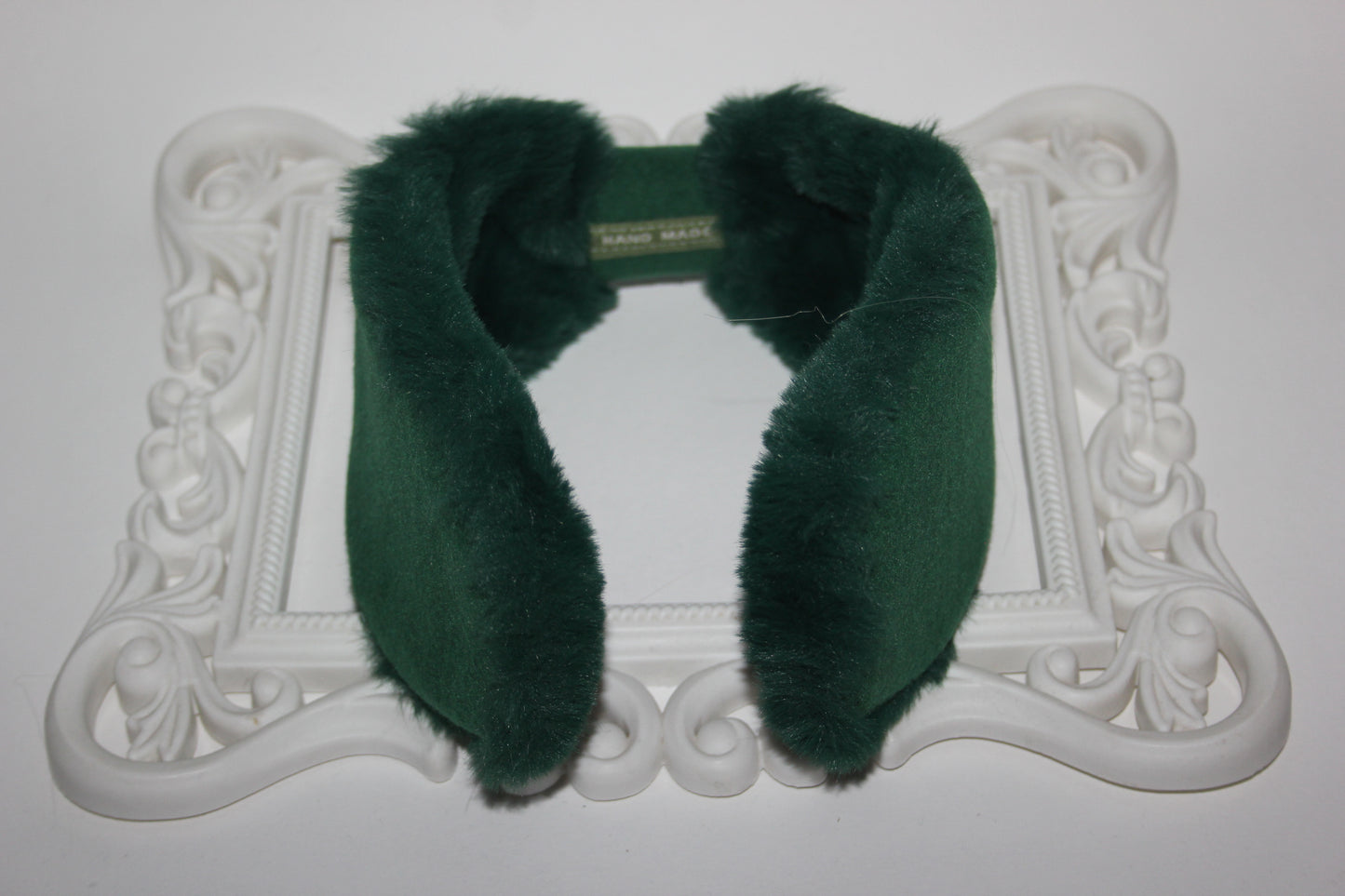 Green earmuff for women Faux fur &Wool ear warmer comfy skiing earmuffs