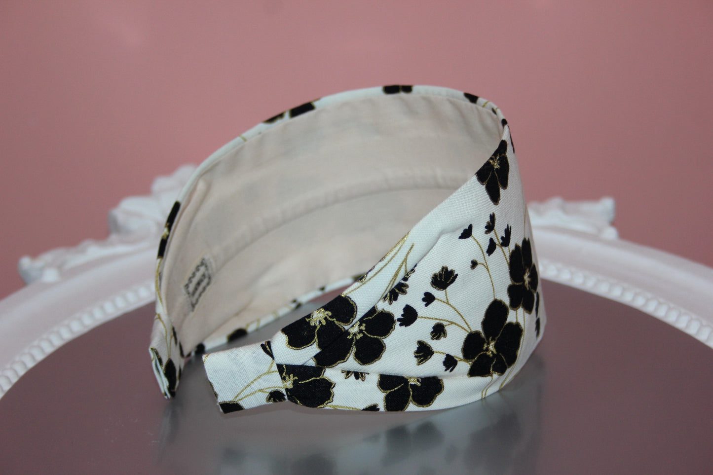Ivory retro flower print cotton headband