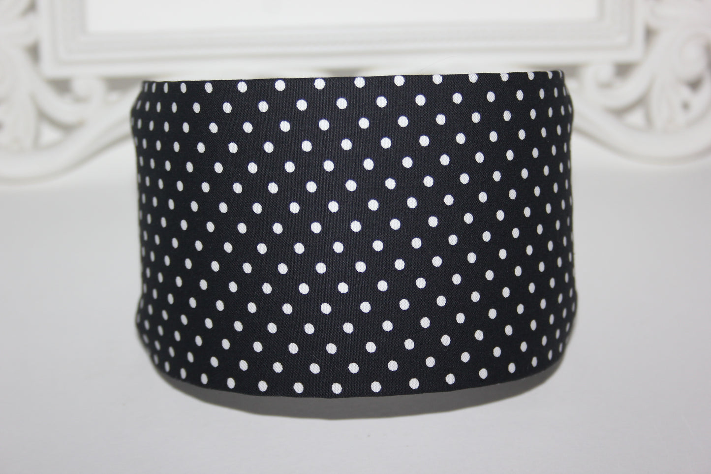 Wide fabric headband polka dot black and white adult cotton headband