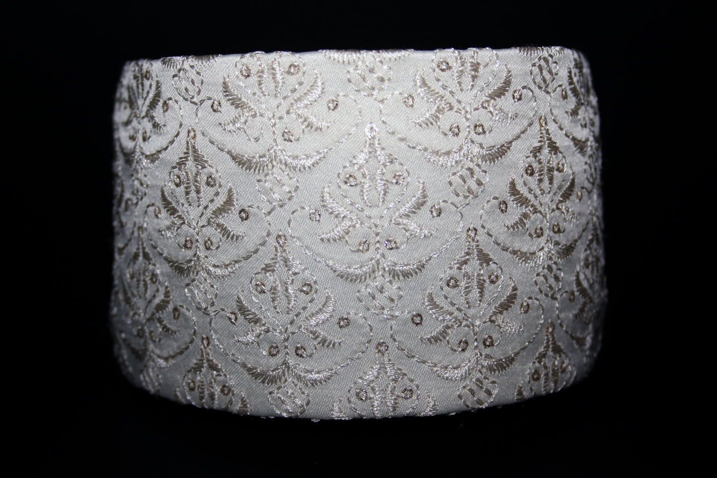 Beige headband scarf Embroidered viscose blend silk boho hairband